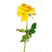 Rosa artificial abierta 80cm amarilla