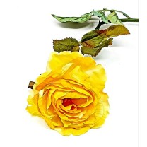 Rosa artificial abierta inglesa 70cm amarilla