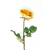 Rosa abierta inglesa artificial 80 cm ocre