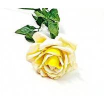 Rosa artificial abierta 70cm amarilla
