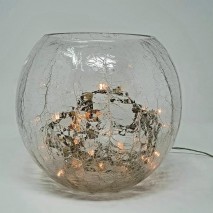 Pecera cristal craquelada d. 20cm con miniluces