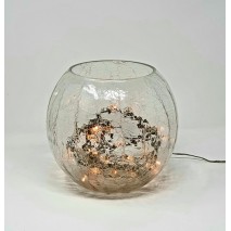Pecera cristal craquelada d. 20cm con miniluces