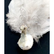 Colgante pavo real blanco/plata 20 cm