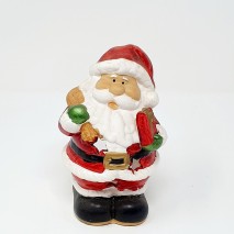 Portavela cerámica figura Papa Noel rojo 12 cm surtidos