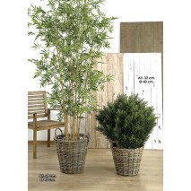 Alquiler macetero rattan redondo 2 asas d.45 alt 38 cm