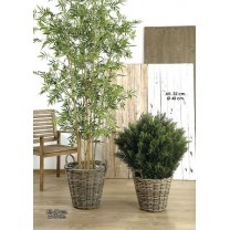 Alquiler macetero rattan redondo 2 asas Alt.38cm Ø 45cm XL