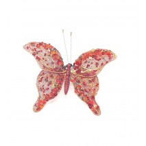 Detalle navideño mariposa 12,5 cm rojo