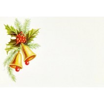 Lote 50 tarjeta regalo Navidad campana/acebo 6 x 9cm