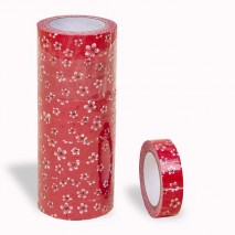Rollo cinta japonesa "washi tape" 4m x 1,5cm flores roja