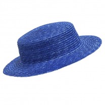 Sombrero canotier paja copa 6cm ala 6,5-7cm azulina