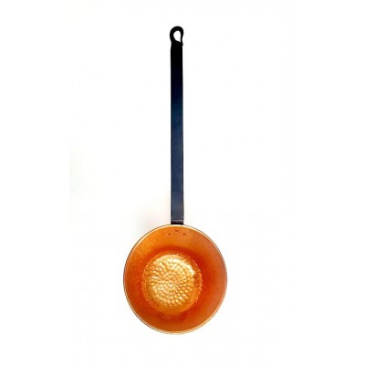 Cazo cobre rebatido mango hierro l.49  x d.14 cm