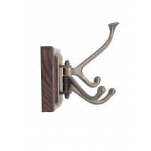 Percha pared 3 ganchos adaptable madera-bronce 