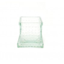 Vaso cristal cuadrado c/bandeja cuadrada Urbe 11,3 x 11,3 transparente
