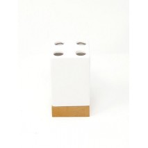 Portacepillos dientes cerámica/madera cuadrado blanco 12 x 7 x 7cm