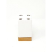 Portacepillos dientes cerámica/madera cuadrado blanco 12x7cmx7cmcm