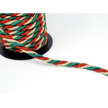 Rollo cordón rayón 10mm x 10mts verde-rojo