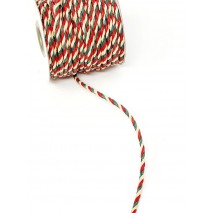 Rollo cordón 2mm combinado rojo/verde/beig x 22,86mtos. de largo