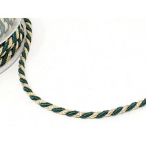 Rollo cordón rayón  6 x 15 mts. verde/dorado