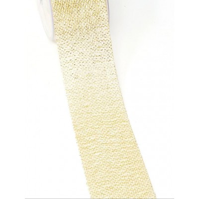 Rollo cinta tela yute 60mm x 10mtros dorado/blanco 