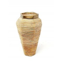 Florero bambú filo latón hexagonal d 13cm Alt 32cm 