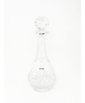 Botella cristal tallado c/aro plata 32x13cm
