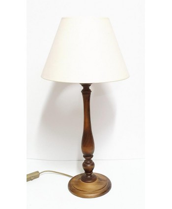 Lámpara sobremesa madera envejecida Alt 60cm c/pantalla d 30cm