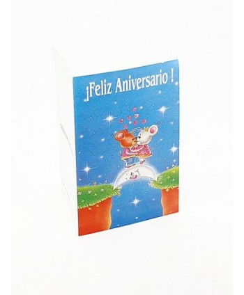 Lote de 15 tarjetas regalo libro 8x11cm  Feliz aniversario