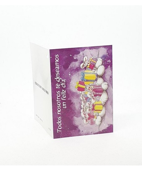 Lote de 15 tarjetas regalo libro 8x11cm: Todos nosotros te deseamos un feliz día