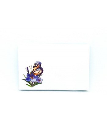 Lote 50 tarjetas regalo 9 4x6 2cm flor c/mariposa