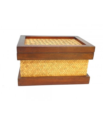 Caja decoración rectangular madera c/rafia 22x15x12cm
