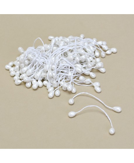 Pomito flor mini pasta pistilo perlado xl (3mm) x 100 blanco 