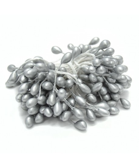 Pomito flor mini pasta pistilo perlado xl (3mm) x 100 plata metalizado