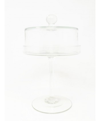 Plato tarta cristal c/pie c/tapa Alt 35cm d 20cm