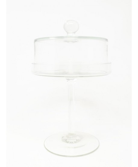 Alquiler cristal plato tarta c/pie c/tapa Alt.35cm d.20cm