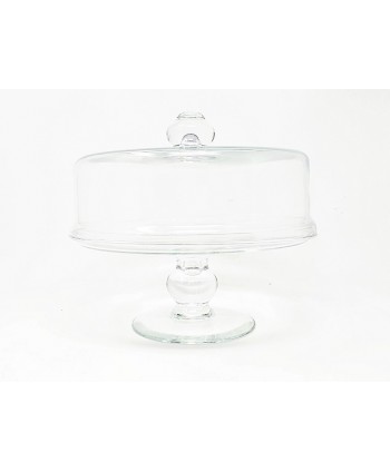 Plato tarta cristal c/pie c/tapa Alt 24cm d 25cm