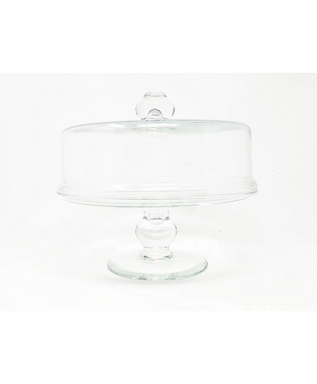 cristal plato tarta c/pie c/tapa Alt.24cm d.25cm
