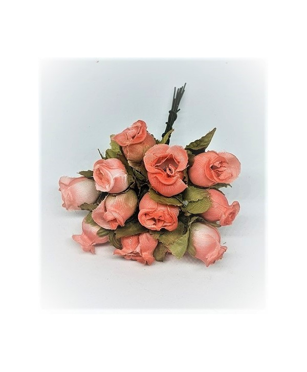 Pomito flor mini tela capullo d 1 5cm x 12 rosa  