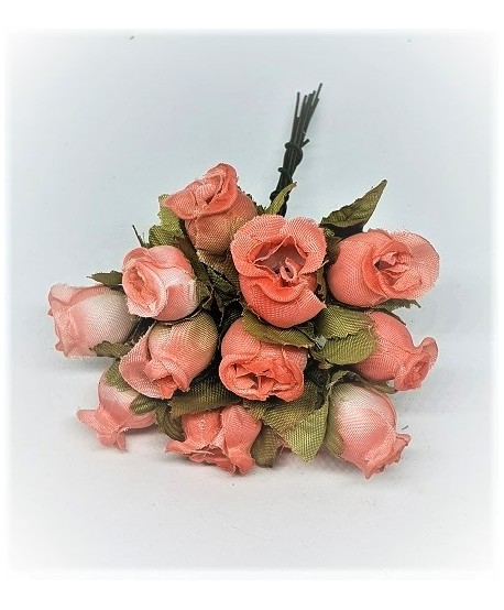Pomito flor mini tela capullo d.1,5cm x 12 rosa +