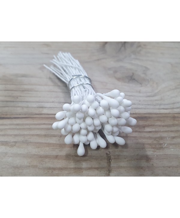 Pomito flor mini pasta pistilo mate alambrado 3mm x 80 unidades blanco