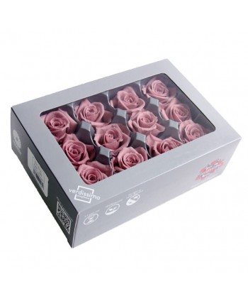 Caja 12 rosas preservadas cabeza d  3 5cm cereza vintage