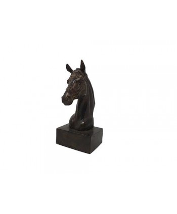Figura bronce viejo cabeza caballo 27cm