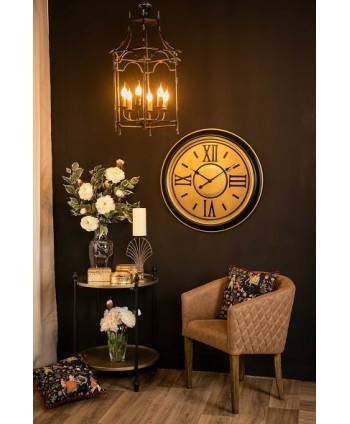 Reloj pared d.80cm 7cm circular de madera y cristal negro y oro