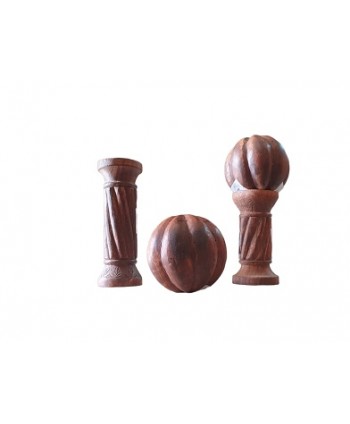 Bola decoración madera tallada gajos 8cm