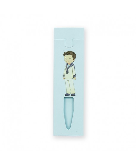 Envase funda bolígrafo x 10cm c/niño azul