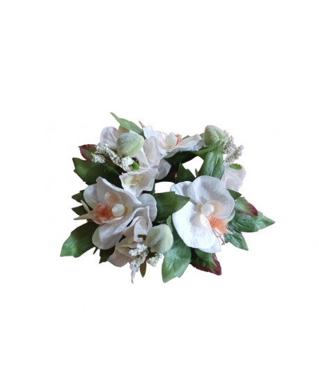 Candel ring o aro para velas 11cm orquídea blanca