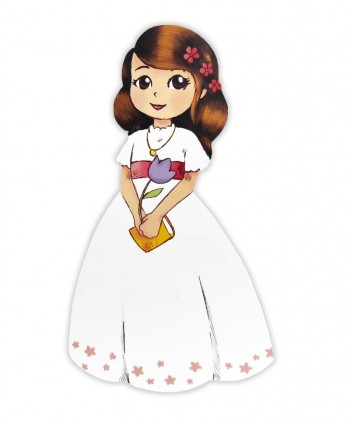 Figura porexpán niña comunión c/libro 40x23x4cm morena