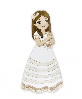 Figura porexpán niña comunión rezando 40x23x4cm morena