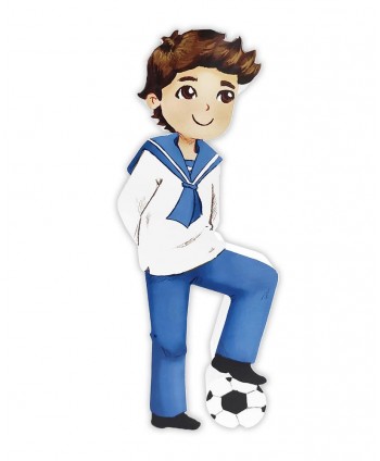 Figura porexpán niño comunión marinero c/balon 40x18x4cm moreno