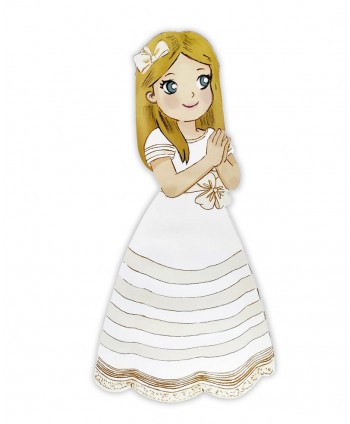 Figura porexpán niña comunión rezando 40x23x4cm rubia