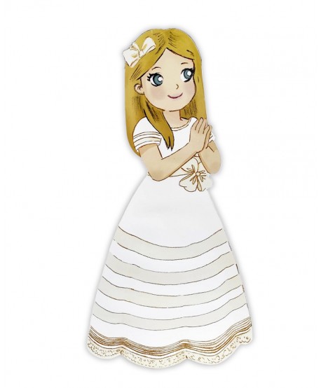Figura porexpán niña comunión rezando rubia 40x23x4cm